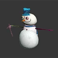 Cute Snowman With Blue Top Hat Blue Scarf Orange Nose And Stick Arms