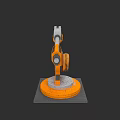 Industrial Robotic Arm With Orange And Gray Mechanical Structure On Concrete Base 3d model