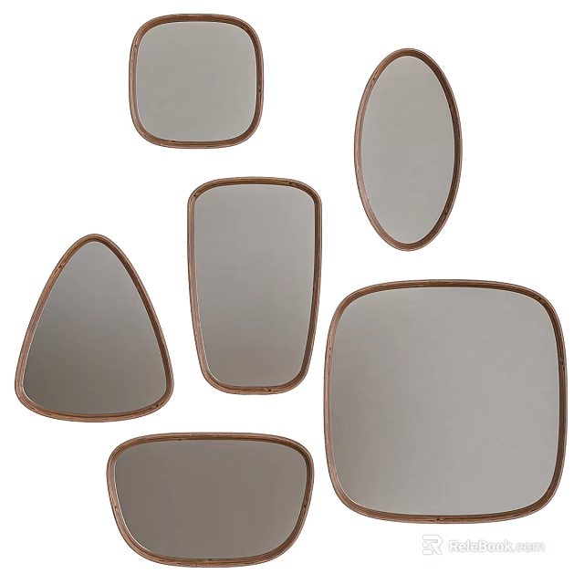 Decorative Wall Mirrors With Various Shapes Including Oval Square And Triangle 3d model