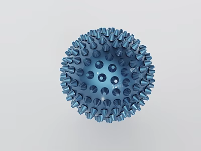 Blue Spherical Decorative Ornament Set With Modern Spiked Design And Metallic Finish 3d model