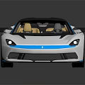 Modern Silver Sports Car With Blue Accents Black Roof And Streamlined Design
