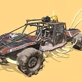 Custom Off-Road Vehicle With Spiked Exterior Large Tires Decorative Tusks And Roof Equipment