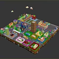 3D Miniature City Model With Colorful Buildings Roads Trees And Cars