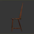 Four Red Wooden Leisure Chairs with Curved Backrests Arranged Together