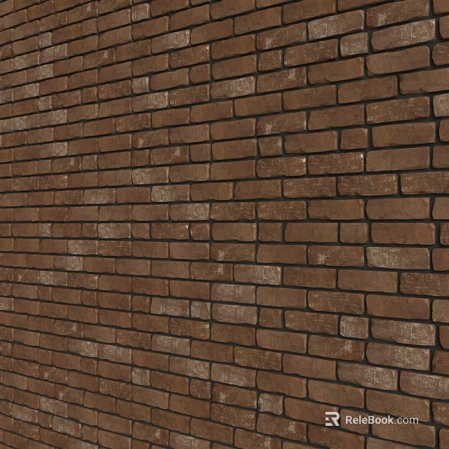 Rustic Brown Brick Building Exterior Wall With Classic Textured Pattern 3d model 