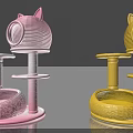 Pink Yellow Decorative Ornament Set with Cat Ear Design Multi level Platforms Cozy Nest