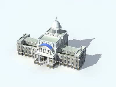 European-style building multi-storey public building 3d model