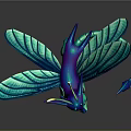 Turquoise Baby Dragon Game And Movie Character With Large Wings Horns And Purple Tail Tip