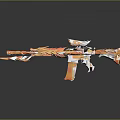 Unique Stylish Rifle With Orange Flame Design And Modern Decorative Elements