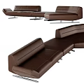 Modern Brown Leather Sectional Sofa with Metal Legs and Comfortable Design 3d model