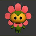 Cute Cartoon Character Resembling Flower With Pink Petals Green Body And Yellow Face