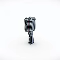 Vintage Retro Microphone With Classic Metal Body And Studio Recording Stand