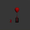 Red Balloon Attached to Retro Boombox With Red Cassette on Wooden Planks