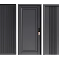 Black Modern Security Doors With Vertical Stripes Smooth Panel And Secure Locks 3d model