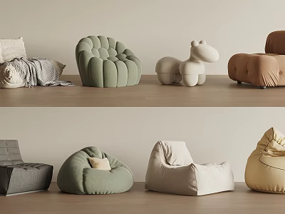 Modern Stylish Bean Bag Chairs In Various Colors And Designs For Cozy Homes 3d model