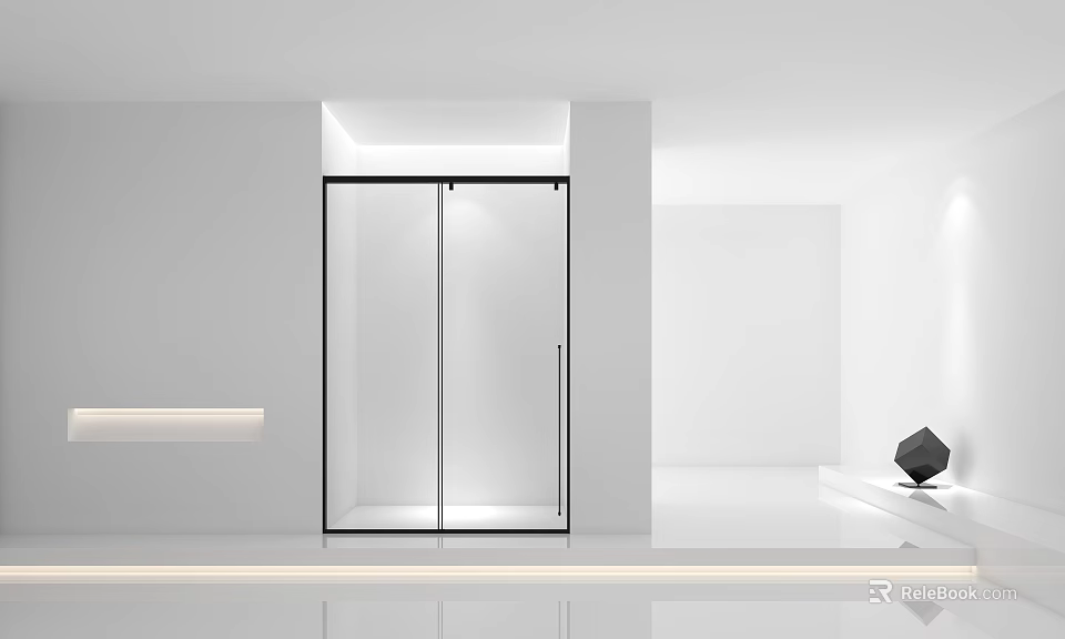 Modern White Bathroom Interior With Glass Shower Door And Sleek Countertop 3d model 
