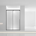 Modern White Bathroom Interior With Glass Shower Door And Sleek Countertop