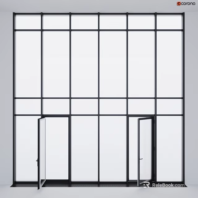 Contemporary Bay Window Interior Featuring Glass Panels And Extended Windowsill Design 3d model