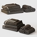 Bathroom Towels In Dark Brown With Striped Folded And Rolled Styles