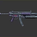 Modern Submachine Gun With Purple Grip Stock And Silver Barrel Reflective Surface