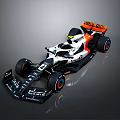 Black White Orange Formula 1 Car With Dragon Logo Number 9 And Colorful Wheels