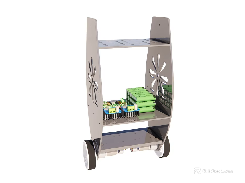 Smart Machine Mobile Cart Featuring Multiple Shelves And Electronic Components Storage 3d model 