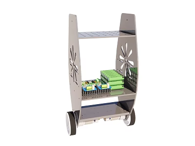 Smart Machine Mobile Cart Featuring Multiple Shelves And Electronic Components Storage 3d model