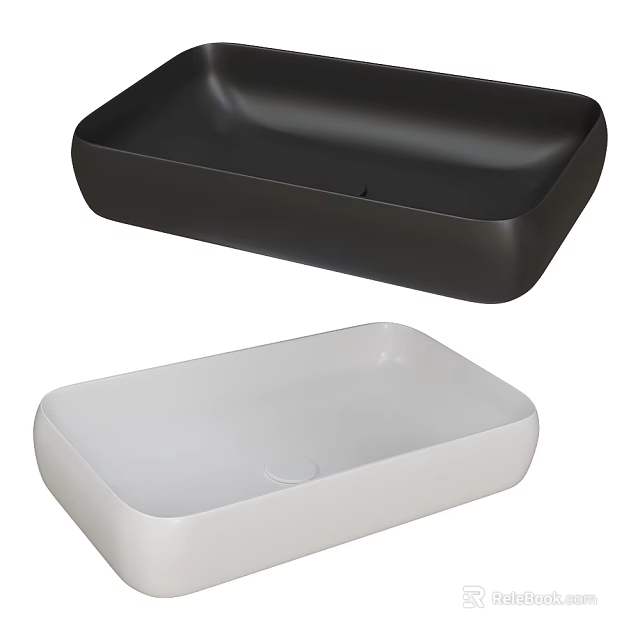 Minimalist Black And White Above Counter Washbasin Design For Modern Bathroom Interior 3d model 