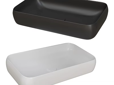 Minimalist Black And White Above Counter Washbasin Design For Modern Bathroom Interior 3d model