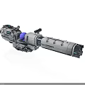 Futuristic Silver Mechanical Weapon With Purple Core Long Barrel And Sighting Device