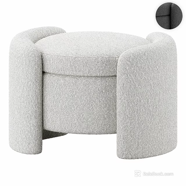 Modern Round Ottoman With Soft Textured Fabric Upholstery And Stylish Design 3d model 