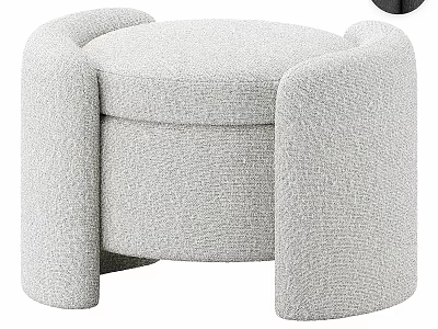 Modern Round Ottoman With Soft Textured Fabric Upholstery And Stylish Design 3d model