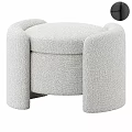 Modern Round Ottoman With Soft Textured Fabric Upholstery And Stylish Design