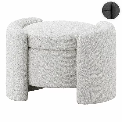 Modern Round Ottoman With Soft Textured Fabric Upholstery And Stylish Design 3d model
