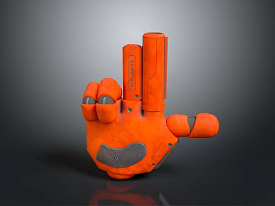 Orange Mechanical Palm Glove With Flexible Joints And Ergonomic Design For Daily Use 3d model