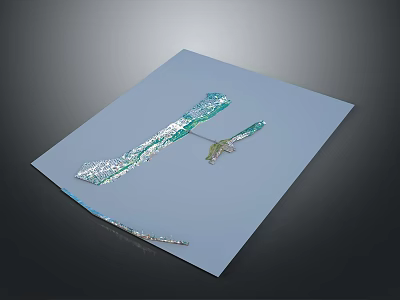 Scenic Blue Landscape with Green Vegetation and Silver Path Along Horizon View 3d model