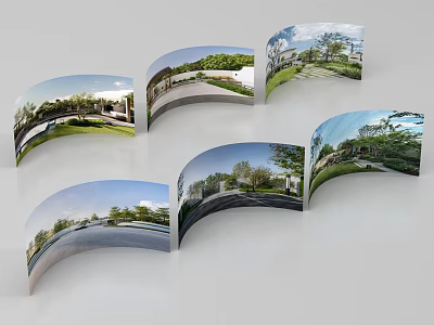 Aerial Planning Panoramic Views Of Landscape Design Road And Green Areas 3d model