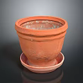 Terracotta Plant Pot With Saucer And Textured Design For Home Gardening