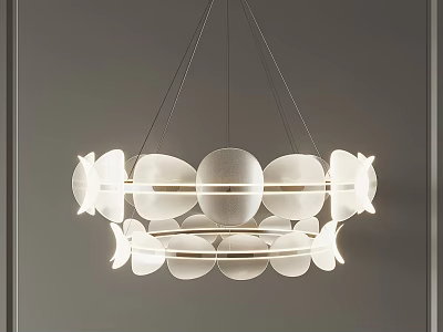 Elegant Modern White Chandelier With Circular Curved Pendant Hanging Design Elements 3d model