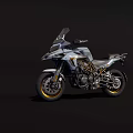Silver Gray Touring Motorcycle With Yellow Wheels Windshield And Modern Design 3d model