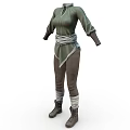 Green Long Sleeve Tunic With Brown Pants White Waist Sash And Brown Boots