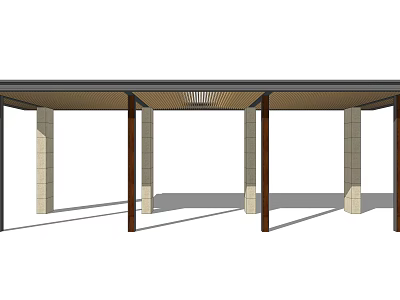 Modern Pergola Design With Stone Columns And Roof Structure For Outdoor Spaces 3d model
