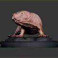 Detailed Naked Mole Rat Model Standing On Blue Display Base