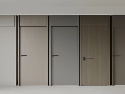 Stylish Hinged Doors In Various Wooden And Neutral Tones For Interior Design 3d model