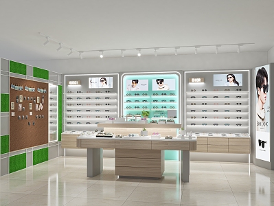 Modern glasses shop postcard message wall 3d model