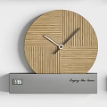 Modern Decorative Wall Clocks With Square Round Designs Wooden Gray Striped Patterns For Home Decor