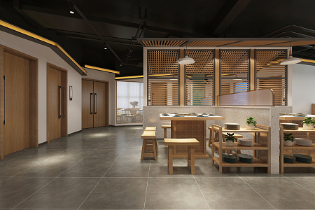 New Chinese Hot Pot Shop 3d model