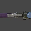Tactical Pistol With Purple Grip Black Frame Mounted Scope And Hollowed Design