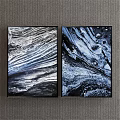 Abstract Wall Art Paintings With Wave Patterns Fluid Textures In Black White Gray Blue Silver 3d model