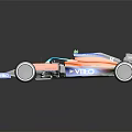 Orange Racing Car With Streamlined Design V POWER Sponsorship And Large Wheels
